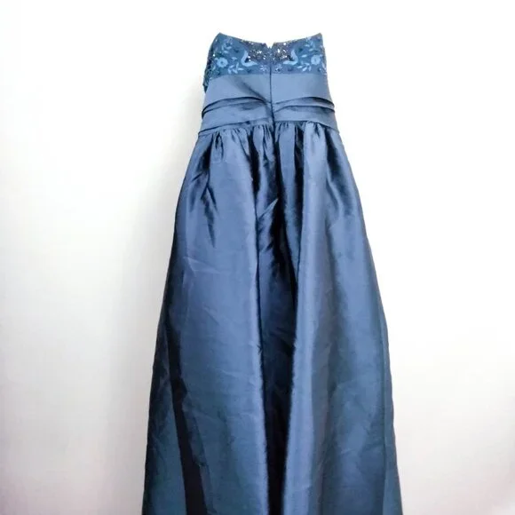 Marchesa Notte Strapless Navy Sequin Embellished Mikado Gown 6 - Picture 13 of 14